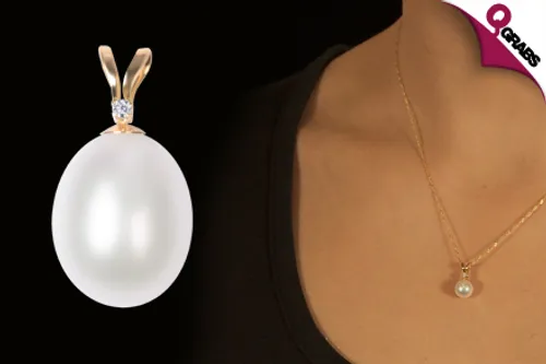 For QR99, Make People Jealous with a 14K Gold, Pearl & Diamond Pendant! (QR199 Value)